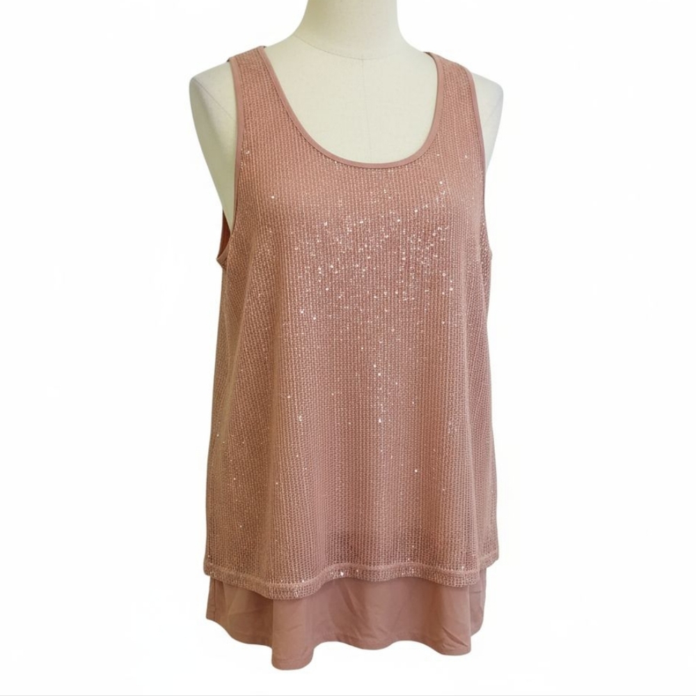 Simply Noelle Layered Peach Sleeveless Blouse Size Large/XL 12-14